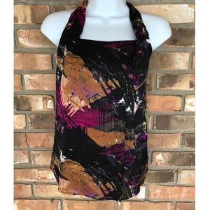 Ann Taylor Women’s Petite Multicolored Tie Neck Halter Top      Size 2P